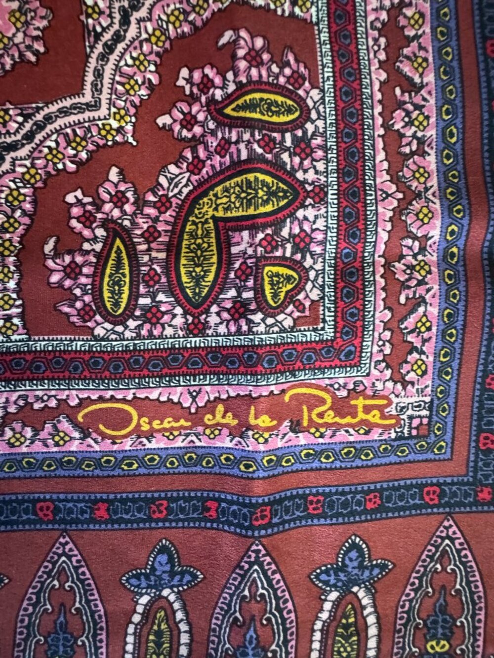 Oscar de la Renta Vintage Silk Scarf, Perfect Statement Piece, 30"x30" - Picture 5 of 7